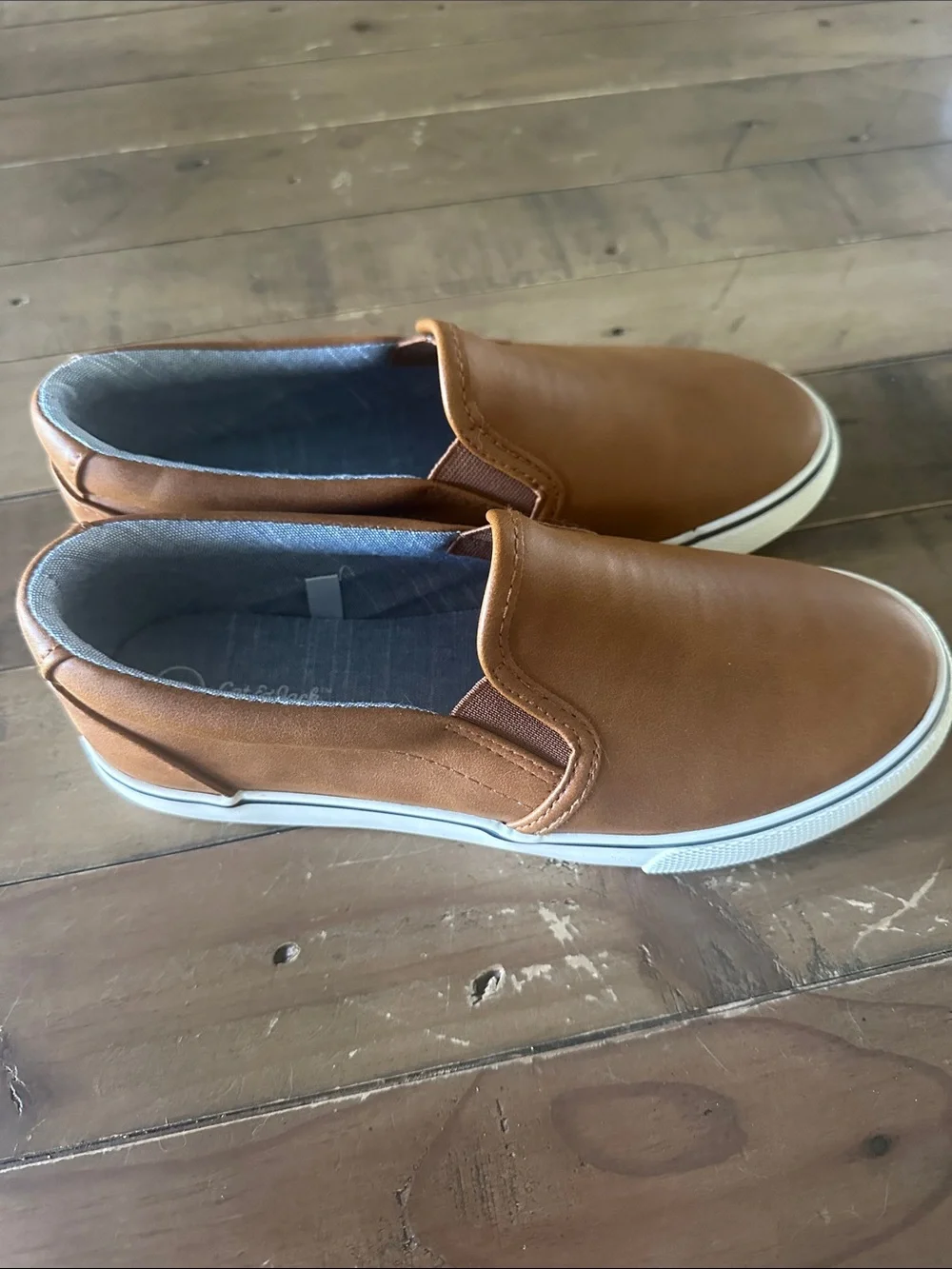 Classic Slip-On Boys Casual Shoe in Tan size 3